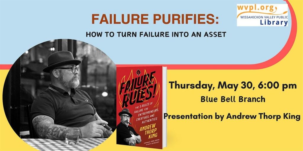 Promotional graphic for the event 'Failure Purifies: How To Turn Failure into an Asset', setting the stage for an in-depth exploration of resilience.